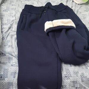 Navy Fleece-Lined/sherpa Sweatpants. Womens. XS. Pockets. Warm. Like New